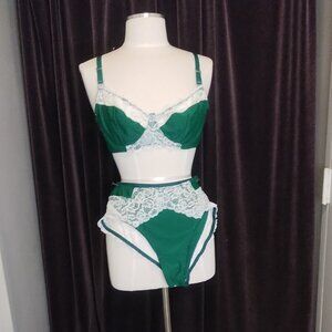Shein Green & White Lingerie Set - Size 1X